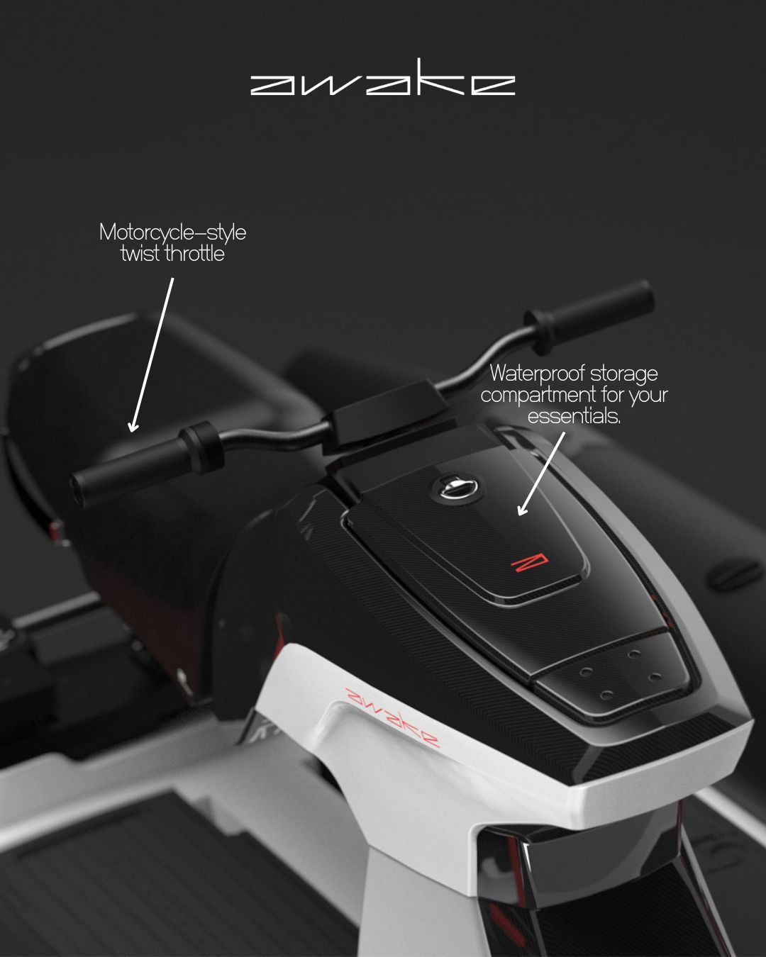 Awake NAVI — motorcycle-style twist throttle and storage