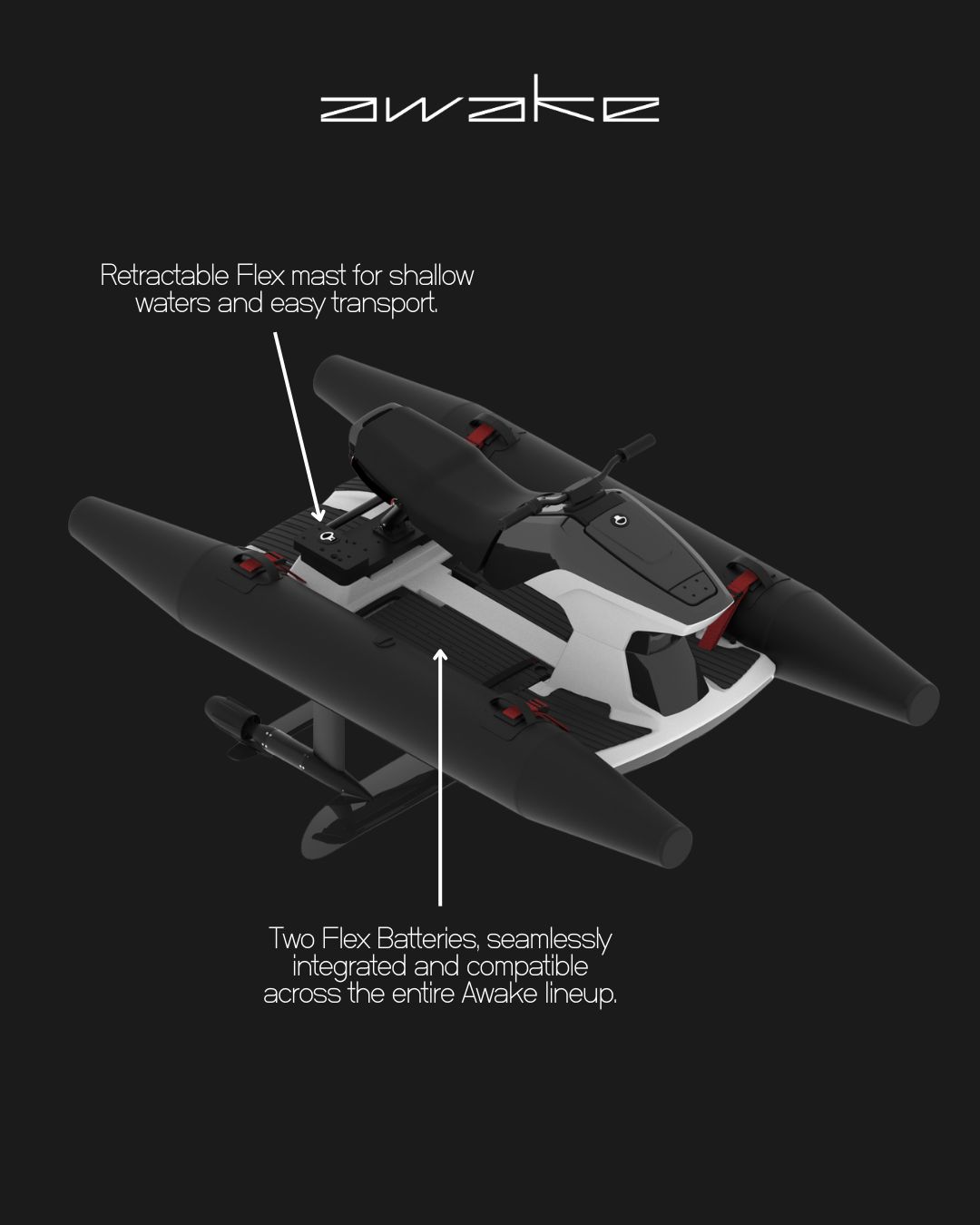 Awake NAVI — retractable Flex mast and dual Flex Batteries